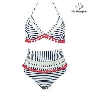 Moshengqi High Waist Tassel Bikini Size M